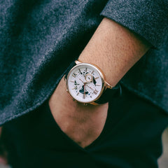 ARIES GOLD Belfast Moon Chronograph Watch with Skeleton Dial For Men's- G 7013 RG-W