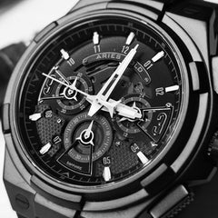 ARIES GOLD Lightning Chronograph Skeleton Watch with Sapphire Glass For Men- G 7016 BK-BK