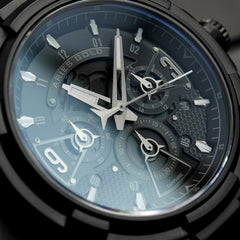 ARIES GOLD Lightning Chronograph Skeleton Watch with Sapphire Glass For Men- G 7016 BK-BK