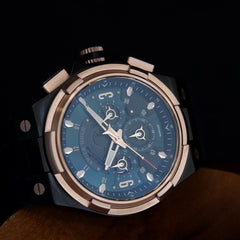 ARIES GOLD Lightning Chronograph Skeleton Watch with Sapphire Glass For Men- G 7016 BKRG-BKGN