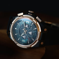 ARIES GOLD Lightning Chronograph Skeleton Watch with Sapphire Glass For Men- G 7016 BKRG-BKGN