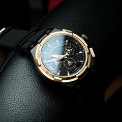 ARIES GOLD Lightning Chronograph Skeleton Watch with Sapphire Glass For Men- G 7016 BKRG-BKRG