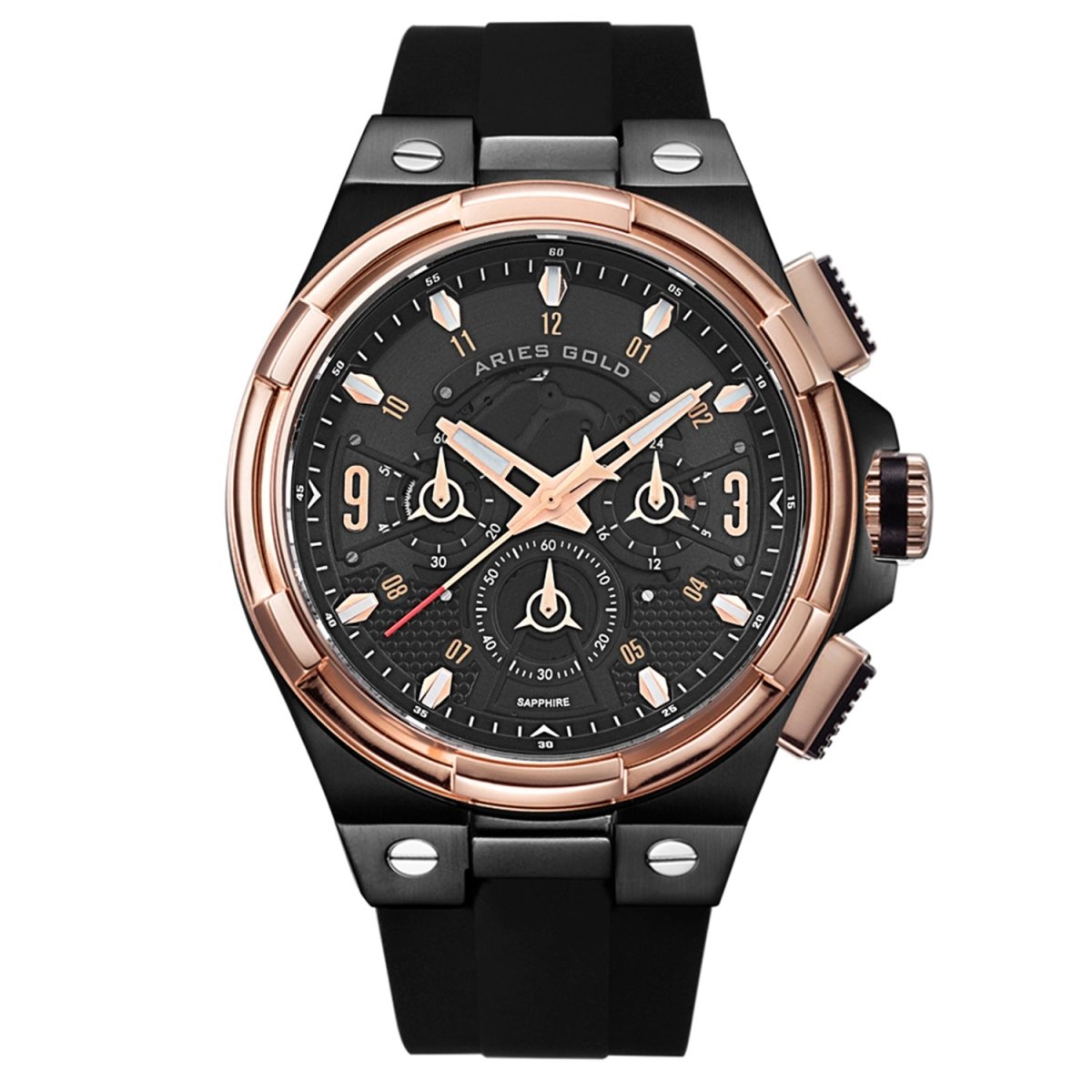 ARIES GOLD Lightning Chronograph Skeleton Watch with Sapphire Glass For Men- G 7016 BKRG-BKRG