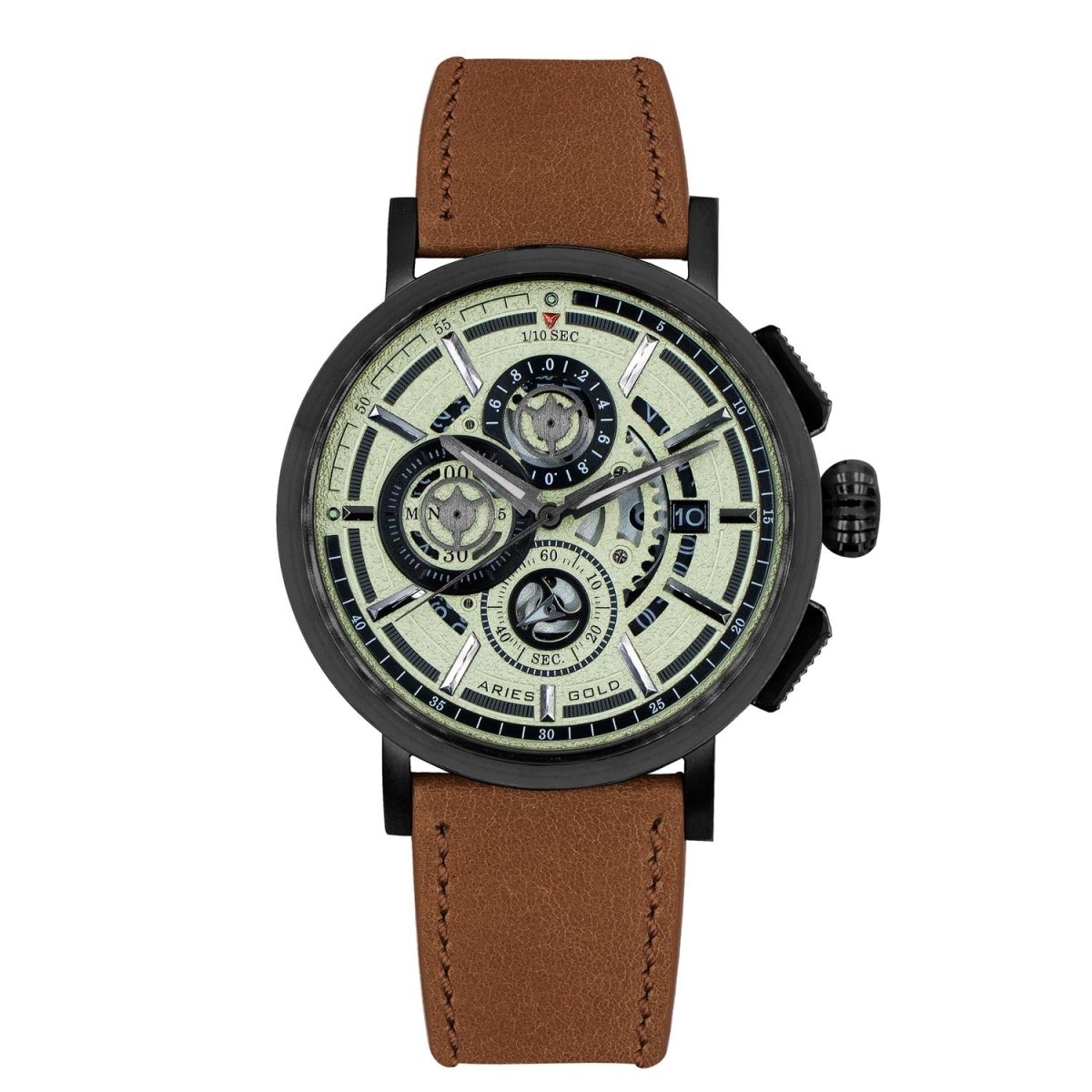 ARIES GOLD Hawk Chronograph Watch with Skeleton Sapphire Glass Dial For Men's- G 7018 BK-BEI