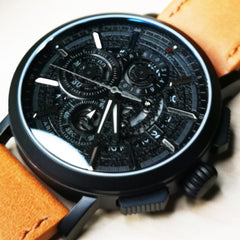 ARIES GOLD Hawk Chronograph Watch with Skeleton Sapphire Glass Dial For Men's- G 7018 BK-BK