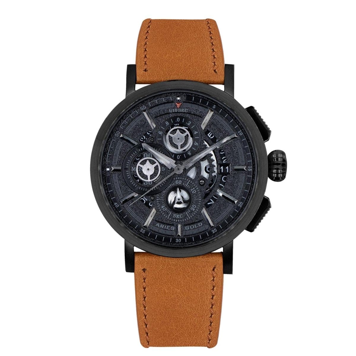 ARIES GOLD Hawk Chronograph Watch with Skeleton Sapphire Glass Dial For Men's- G 7018 BK-BK