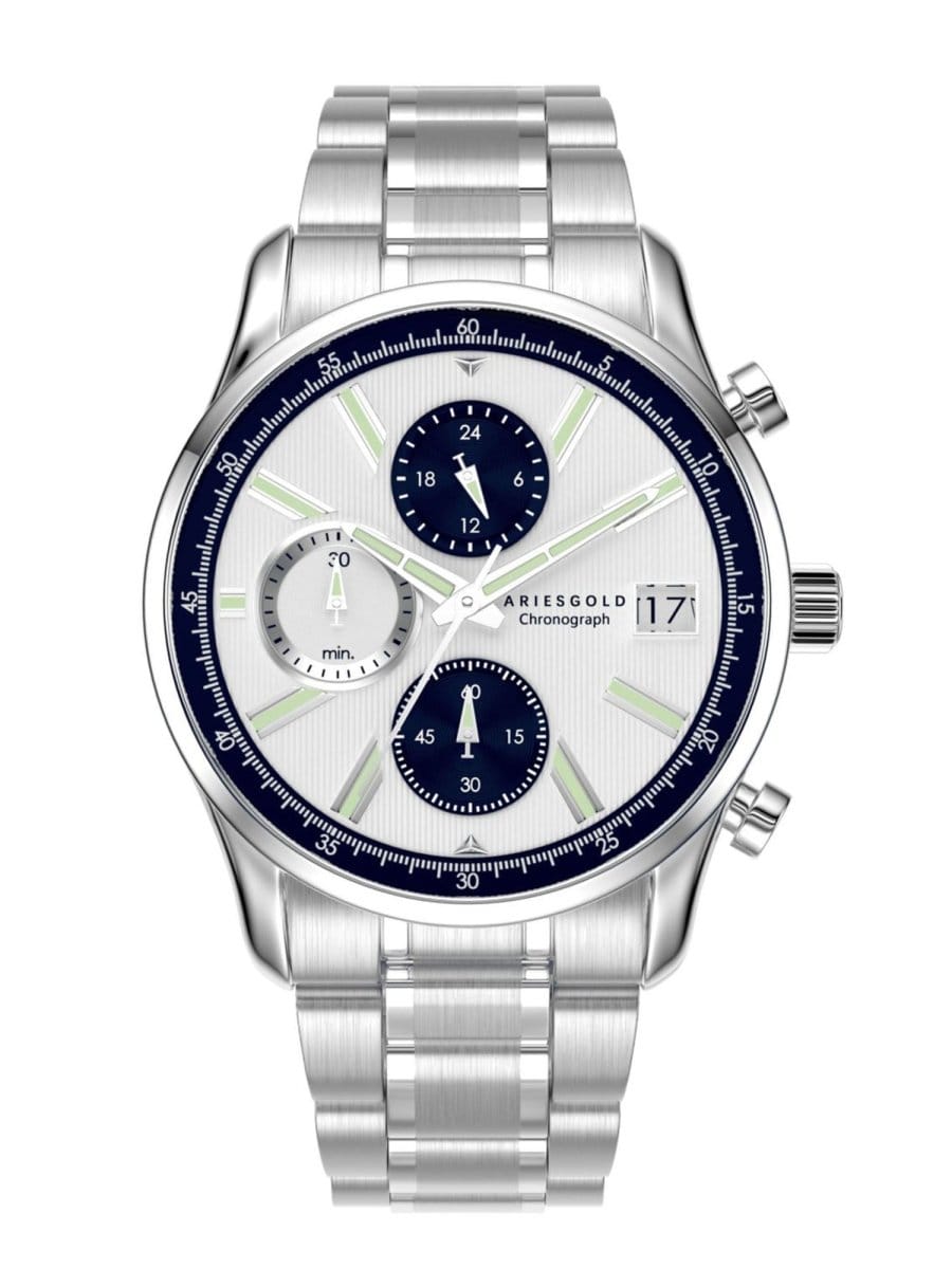 Aries Gold Champion 7020 Chronograph Limited Edition White Round Dial Men's Watch - G 7020 S-SBU