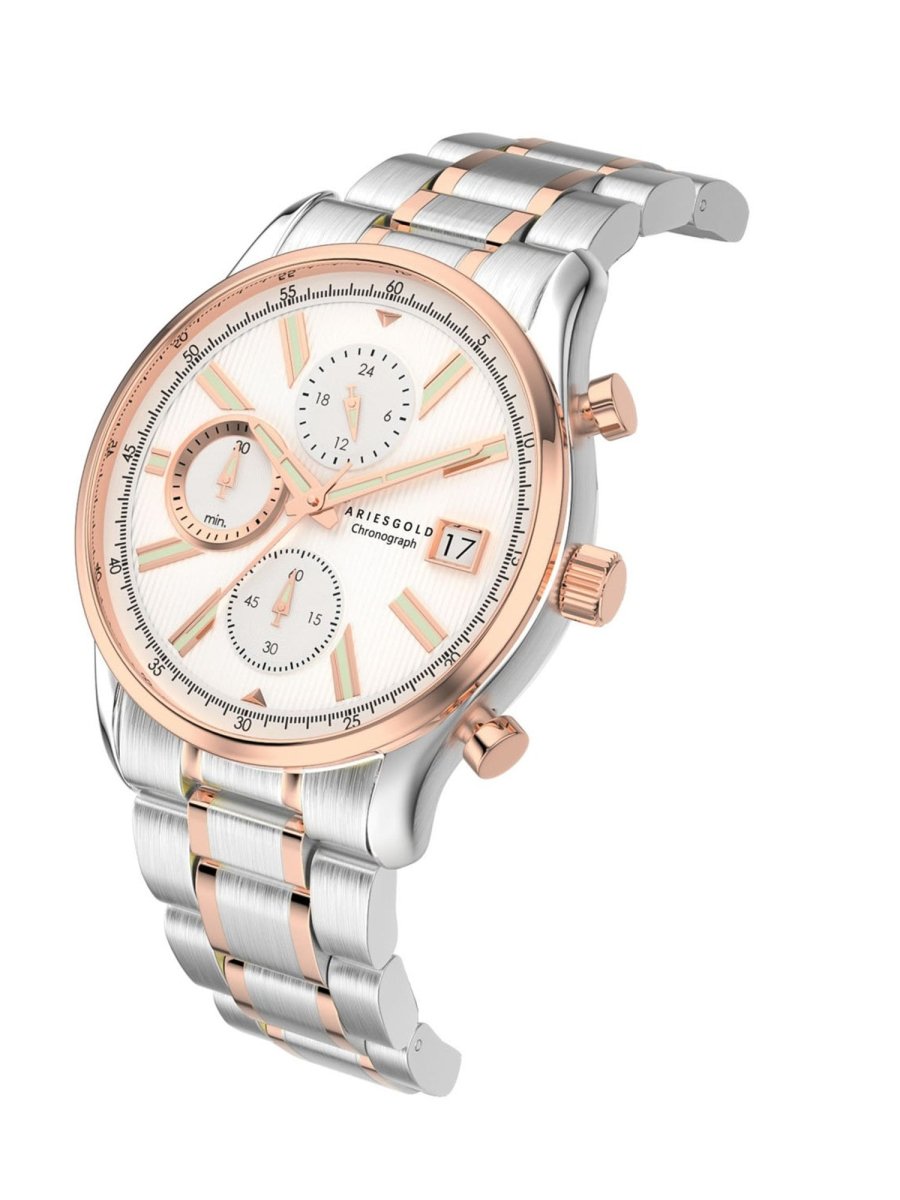 Aries Gold Champion 7020 Chronograph Limited Edition Silver Round Dial Men's Watch - G 7020 SRG-SRG