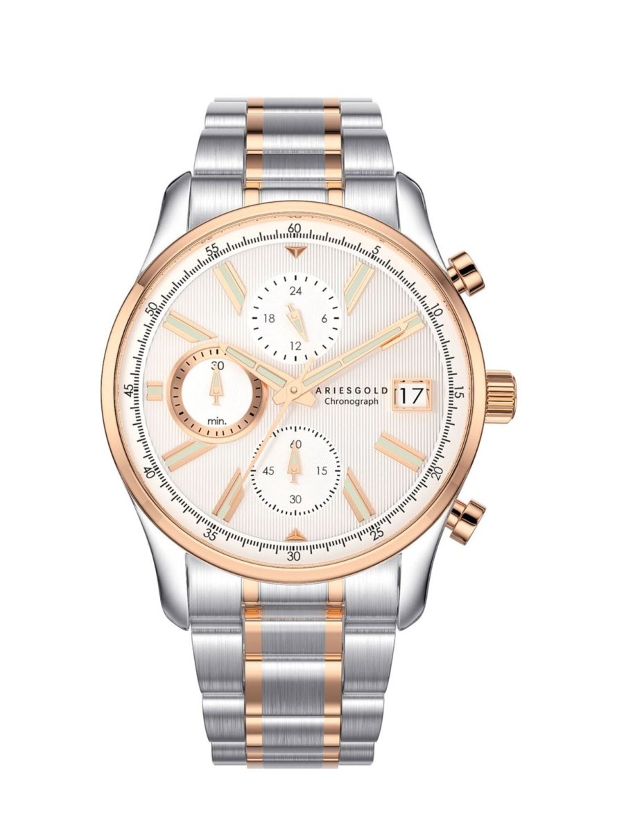 Aries Gold Champion 7020 Chronograph Limited Edition Silver Round Dial Men's Watch - G 7020 SRG-SRG