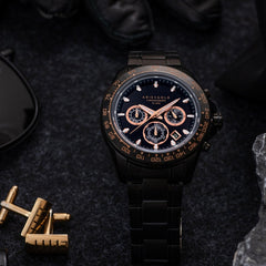 ARIES GOLD Monza Chronograph Watch with Sapphire Glass For Men- G 7024 BKRG-BKRG