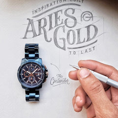 ARIES GOLD Contender Chronograph Watch with Sapphire Glass For Men- G 7301 BU-BURG