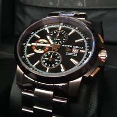 ARIES GOLD Contender Chronograph Watch with Sapphire Glass For Men- G 7301 CF-BKRG