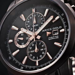 ARIES GOLD Contender Chronograph Watch with Sapphire Glass For Men- G 7301 CF-BKRG