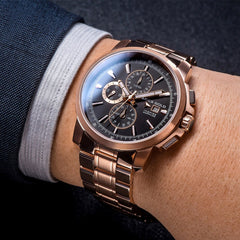 ARIES GOLD Contender Chronograph Watch with Sapphire Glass For Men- G 7301 RG-BKRG