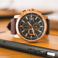 ARIES GOLD Contender Chronograph Watch with Sapphire Glass For Men- G 7301A RG-BU
