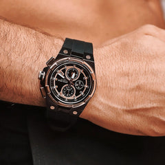 ARIES GOLD King Chronograph Watch with Sapphire Glass For Men- G 7311 BKRG-BKRG