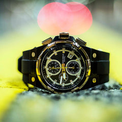 ARIES GOLD King Chronograph Watch with Sapphire Glass For Men- G 7311 BKRG-BKRG