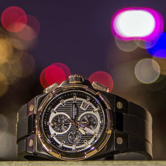 ARIES GOLD King Chronograph Watch with Sapphire Glass For Men- G 7311 BKRG-BKRG