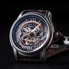 ARIES GOLD El Toro Automatic Skeleton Watch with 21 Jeweles & Sapphire Glass For Men- G 9005 AS-BK
