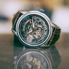 ARIES GOLD El Toro Automatic Skeleton Watch with 21 Jeweles & Sapphire Glass For Men- G 9005 AS-BK