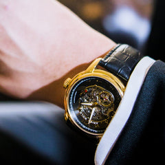 ARIES GOLD El Toro Automatic Skeleton Watch with 21 Jeweles & Sapphire Glass For Men- G 9005 G-BK