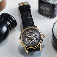 ARIES GOLD El Toro Automatic Skeleton Watch with 21 Jeweles & Sapphire Glass For Men- G 9005 G-BK