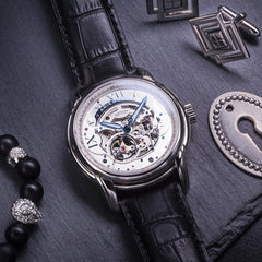 ARIES GOLD El Toro Automatic Skeleton Watch with 21 Jeweles & Sapphire Glass For Men- G 9005A S-S