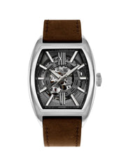 Aries Gold Infinum Cruiser Automatic 21 Jewels Grey Rectangle Skeleton Dial Men's Watch - G 9018 S-GY