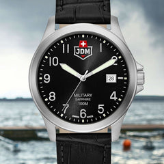 JDM Military Swiss Made ALPHA I Analog Black Round Dial Men's Watch- JDM-WG001-01