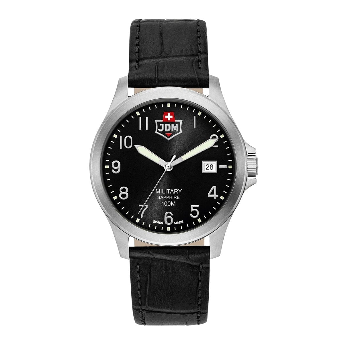 JDM Military Swiss Made ALPHA I Analog Black Round Dial Men's Watch- JDM-WG001-01