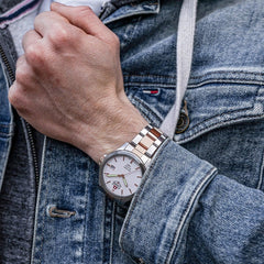 JDM Military Swiss Made ALPHA I Analog White Round Dial Men's Watch- JDM-WG001-06
