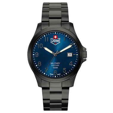 JDM Military Swiss Made ALPHA I Analog Blue Round Dial Men's Watch- JDM-WG001-07