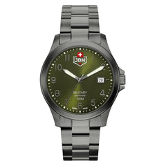 JDM Military Swiss Made ALPHA I Analog Green Round Dial Men's Watch- JDM-WG001-08