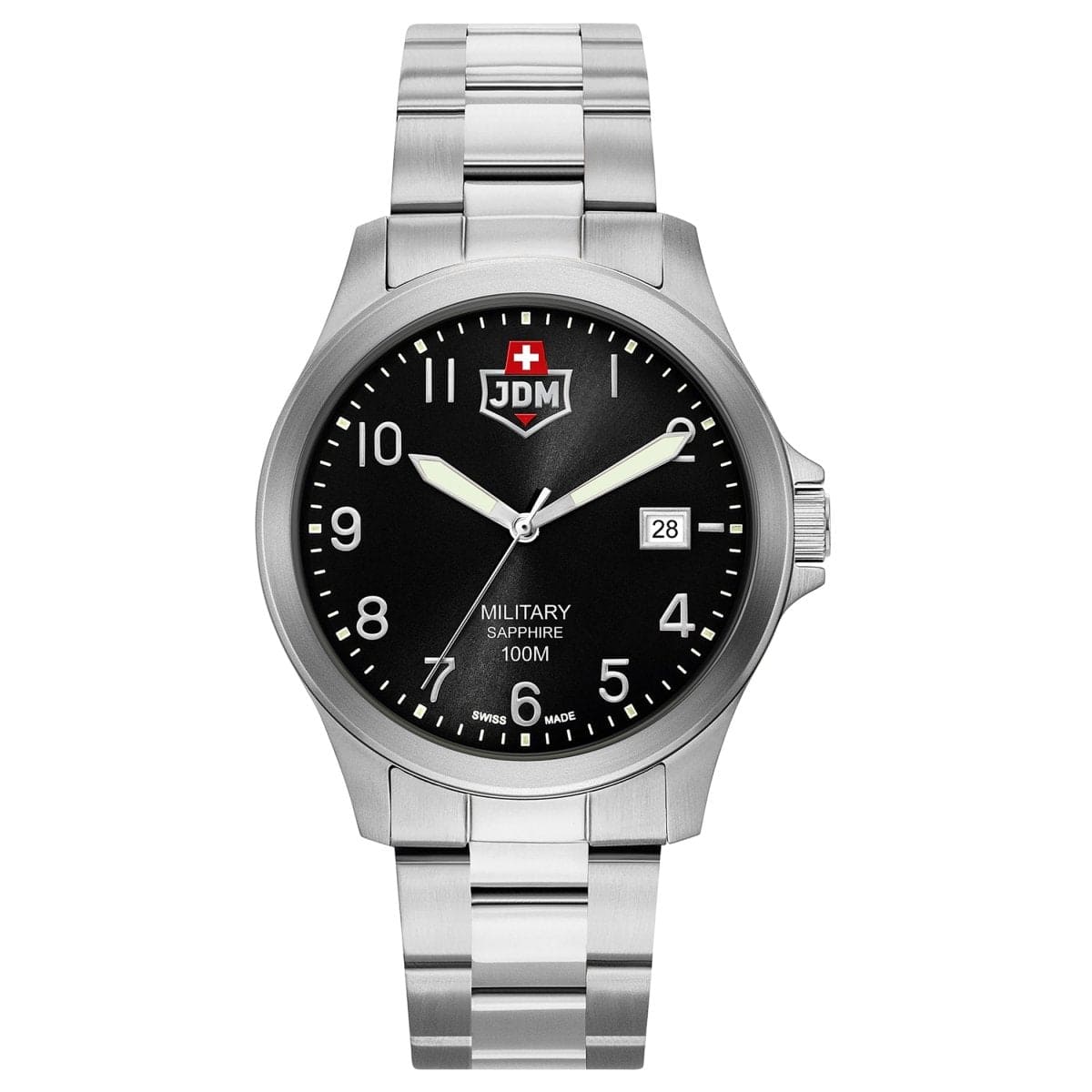 JDM Military Swiss Made ALPHA I Analog Black Round Dial Men's Watch- JDM-WG001-09