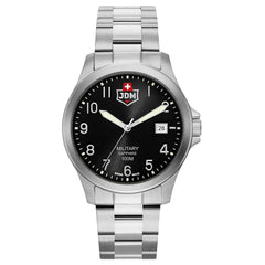 JDM Military Swiss Made ALPHA I Analog Black Round Dial Men's Watch- JDM-WG001-09