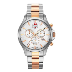 JDM Military Swiss Made ALPHA Chronograph Silver Round Dial Men's Watch- JDM-WG002-02