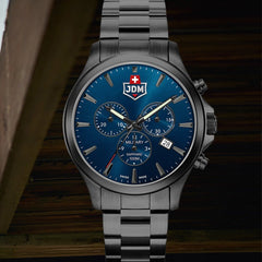 JDM Military Swiss Made ALPHA Chronograph Blue Round Dial Men's Watch- JDM-WG002-04