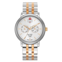 JDM Military Swiss Made ECHO Multifunction Silver Round Dial Men's Watch- JDM-WG003-02