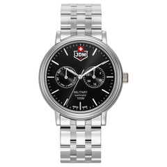 JDM Military Swiss Made ECHO Multifunction Black Round Dial Men's Watch- JDM-WG003-04