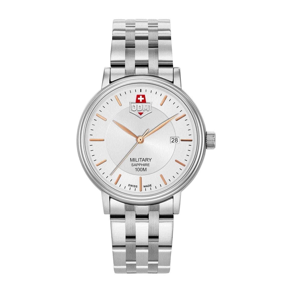JDM Military Swiss Made KILO Analog Silver Round Dial Men's Watch- JDM-WG004-01