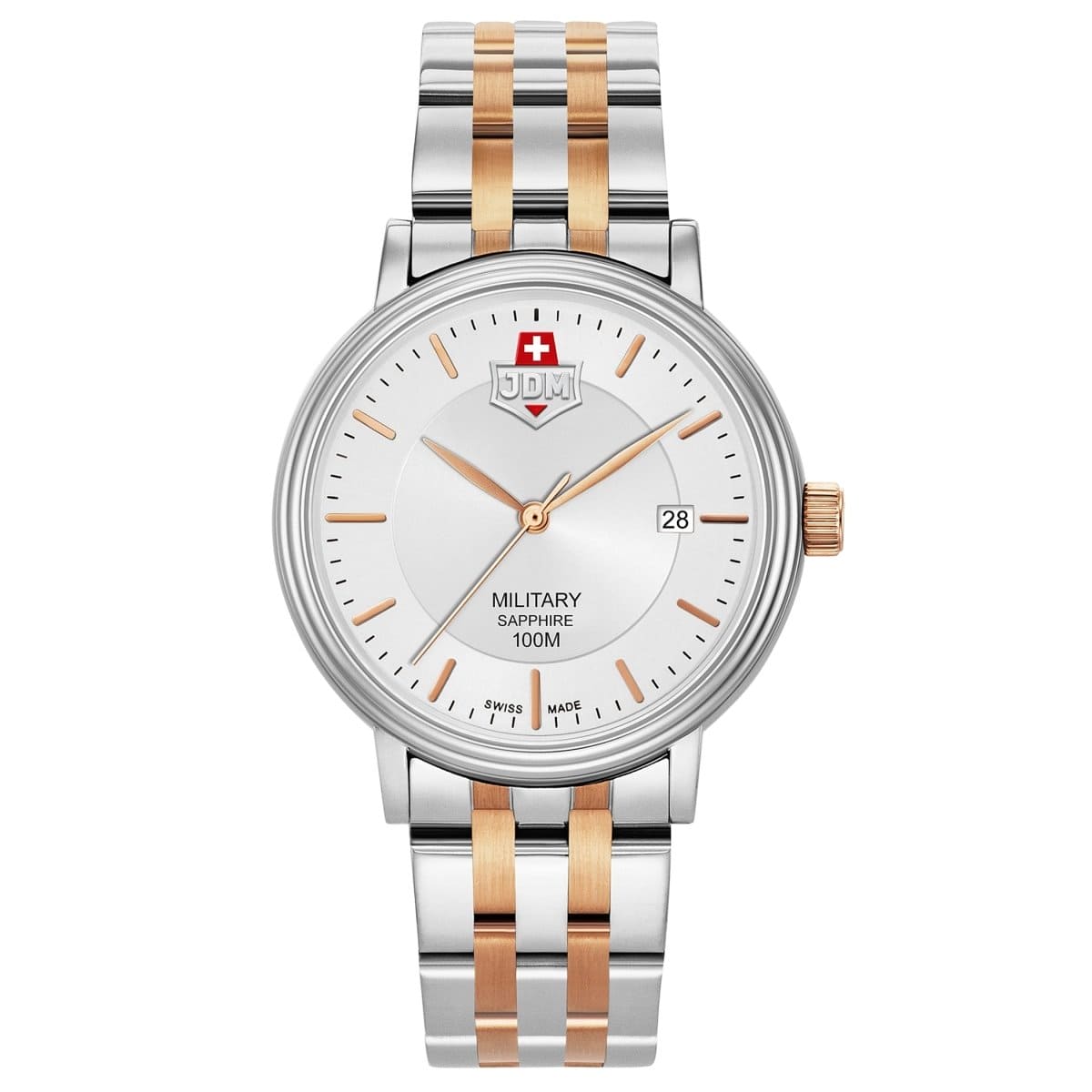JDM Military Swiss Made KILO Analog Silver Round Dial Men's Watch- JDM-WG004-02