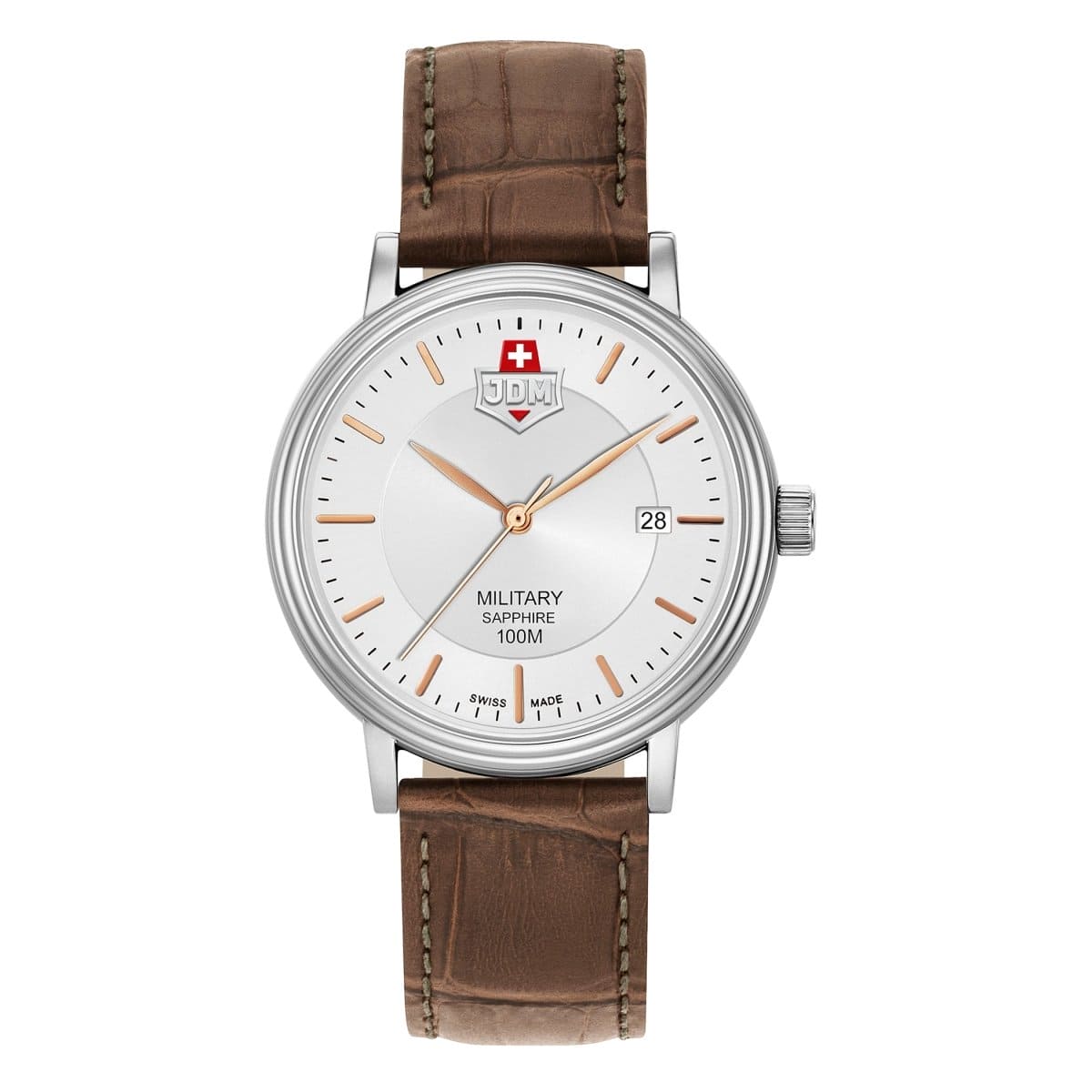 JDM Military Swiss Made KILO Analog Silver Round Dial Men's Watch- JDM-WG004-05