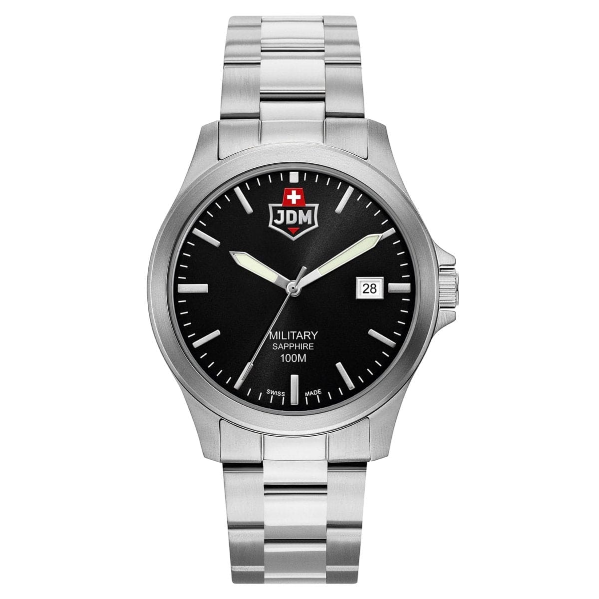 JDM Military Swiss Made ALPHA II Analog Black Round Dial Men's Watch- JDM-WG005-02