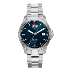 JDM Military Swiss Made ALPHA II Analog Blue Round Dial Men's Watch- JDM-WG005-03