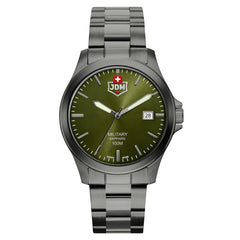 JDM Military Swiss Made ALPHA II Analog Green Round Dial Men's Watch- JDM-WG005-05