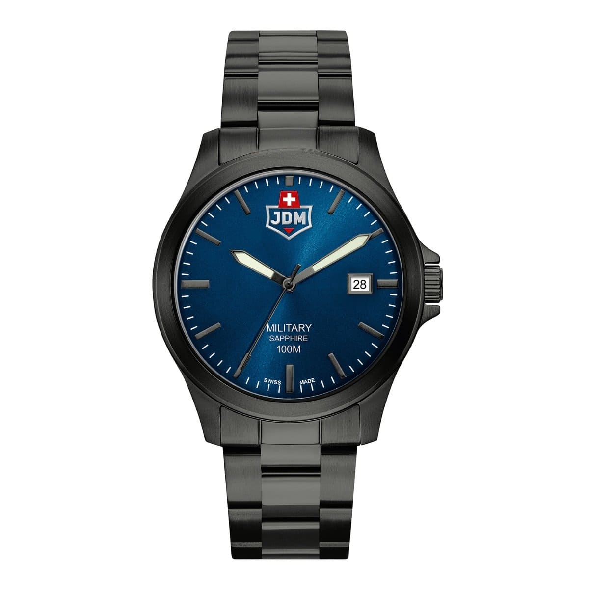 JDM Military Swiss Made ALPHA II Analog Blue Round Dial Men's Watch- JDM-WG005-06