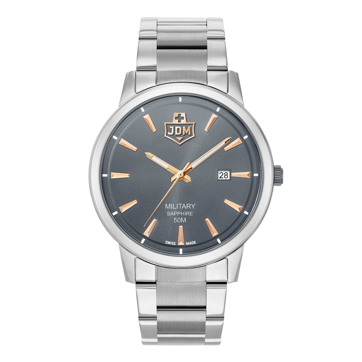 JDM Military Swiss Made BRAVO I Analog Grey Round Dial Men's Watch- JDM-WG006-04