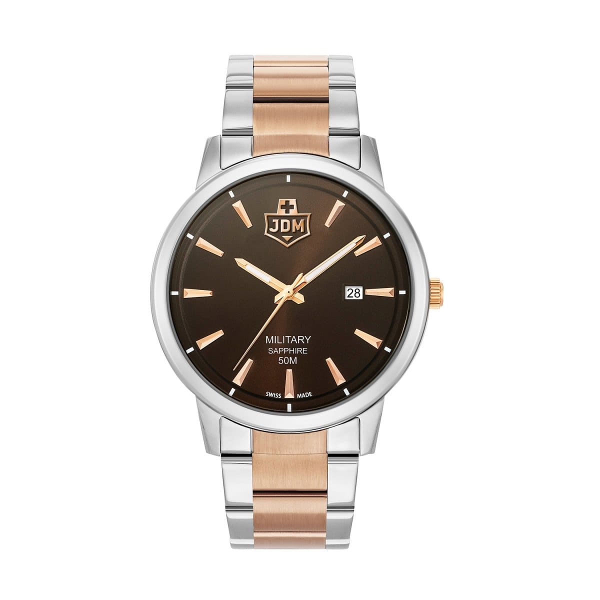 JDM Military Swiss Made BRAVO I Analog Brown Round Dial Men's Watch- JDM-WG006-05