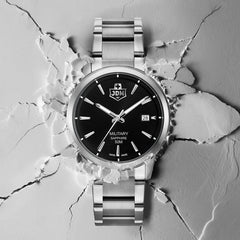 JDM Military Swiss Made BRAVO II Analog Black Round Dial Men's Watch- JDM-WG007-03