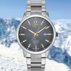 JDM Military Swiss Made BRAVO II Analog Grey Round Dial Men's Watch- JDM-WG007-04